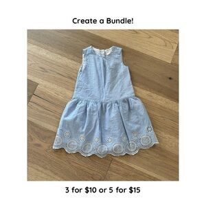 Gap Girls Blue Lightweight Denim Chambray Eyelet Tank Top Shift Dress Size 4